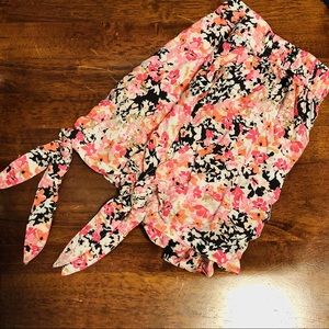 Pink floral shorts with bow ties